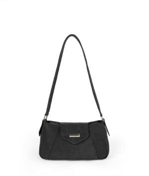 Black Aura Suede Shoulder Bag