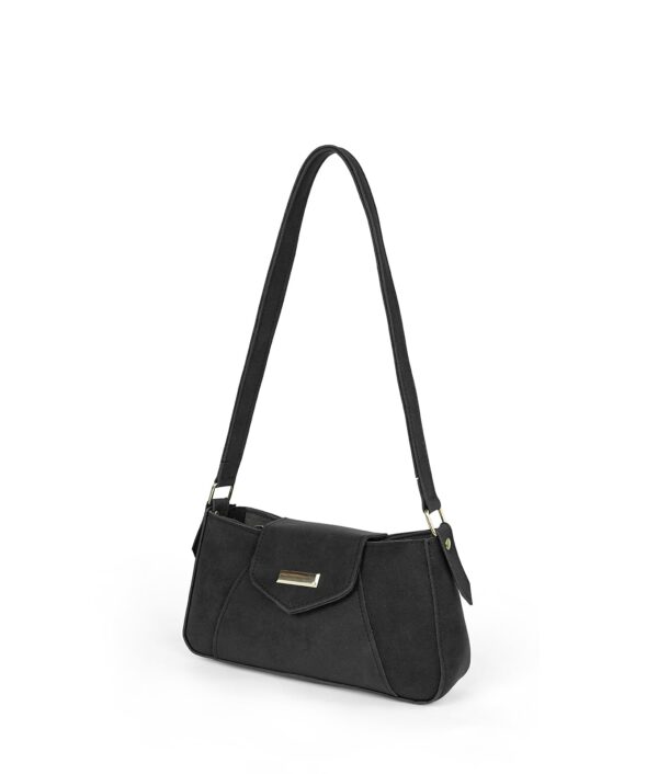 Black Aura Suede Shoulder Bag