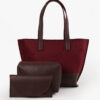 Burgundy Ella suede set of 3 tote bag