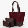Burgundy Ella suede set of 3 tote bag