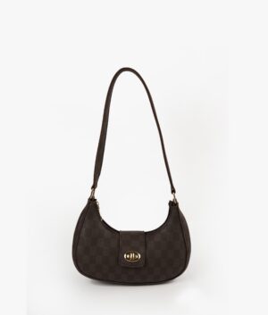 DARK BROWN AVA CHECK SHOULDER BAG