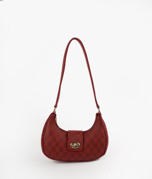 MAROON AVA CHECK SHOULDER BAG