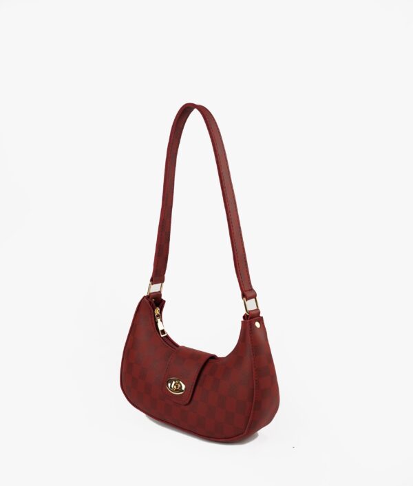 MAROON AVA CHECK SHOULDER BAG