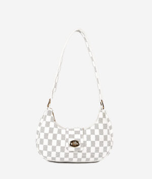WHITE AVA CHECK SHOULDER BAG
