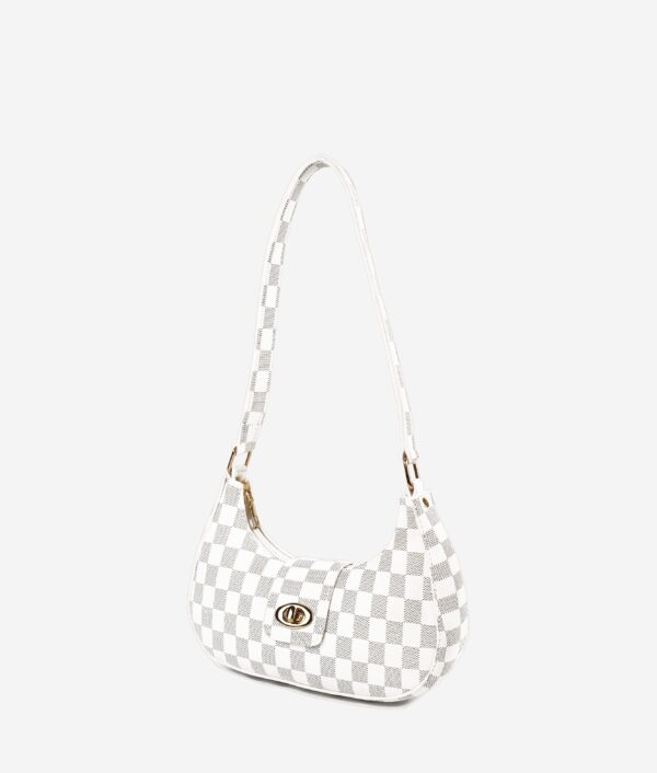 WHITE AVA CHECK SHOULDER BAG