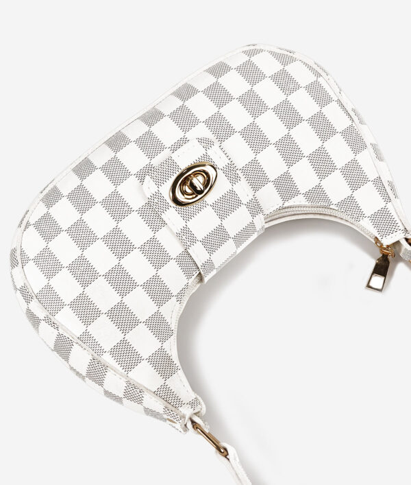 WHITE AVA CHECK SHOULDER BAG