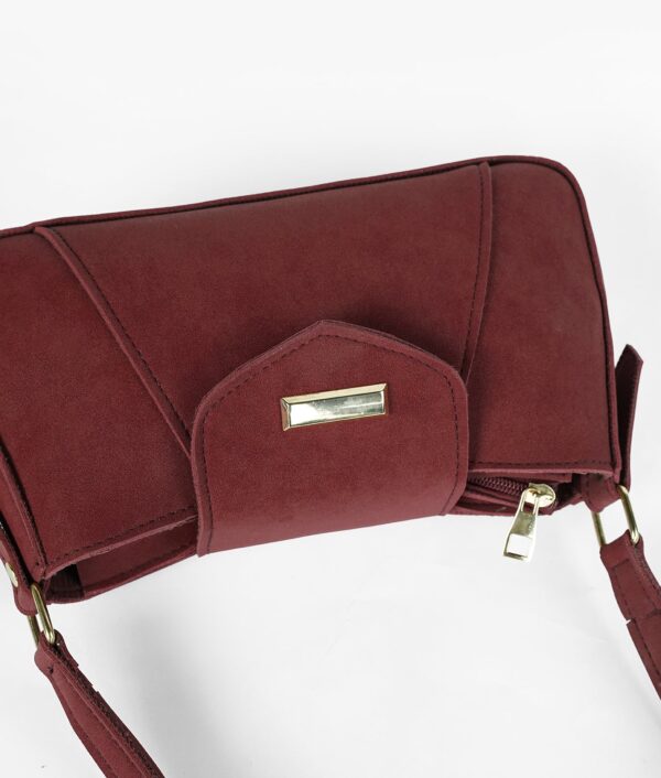 Maroon Aura Suede Shoulder Bag