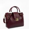 Maroon Metal Handle Tote Bag