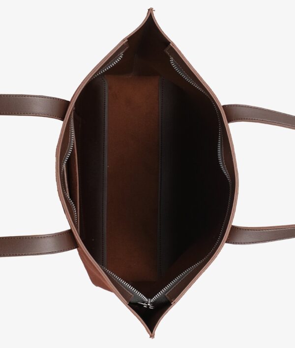 Dark Brown Suede Long Handle Tote Bag