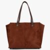 Dark Brown Suede Over The Shoulder Tote Bag