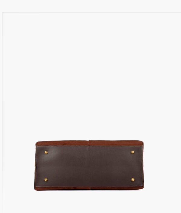 Dark Brown Suede Over The Shoulder Tote Bag