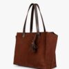 Dark Brown Suede Over The Shoulder Tote Bag